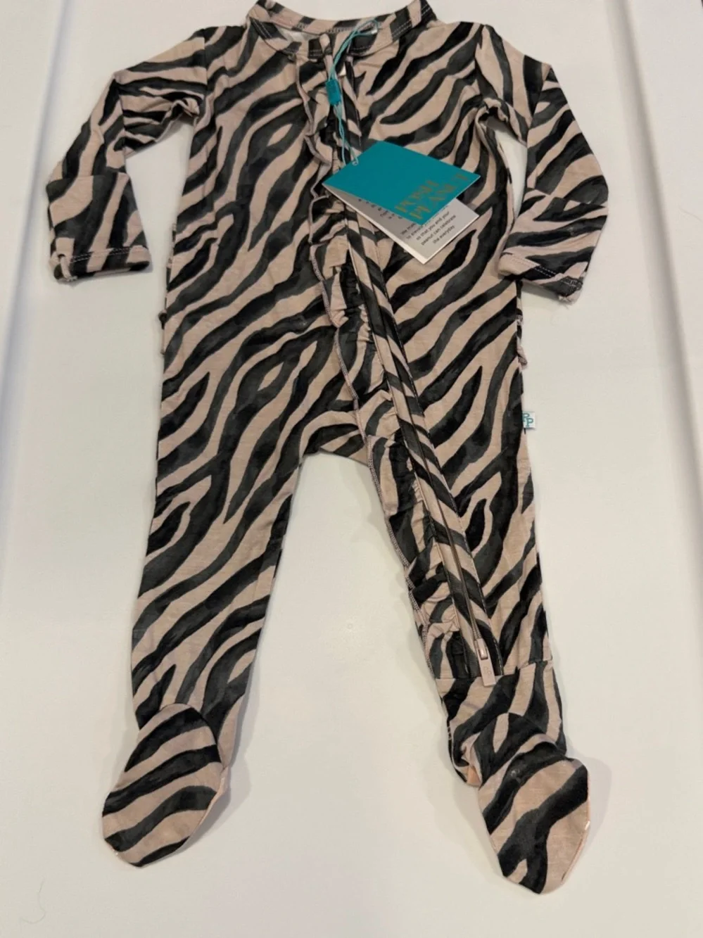 Posh Peanut Zebra Footed One-Piece Romper - Pink/Black (Newborn)